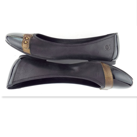 BORN Black Leather Cap Toe Ballet Flats 7 - Picture 4 of 8